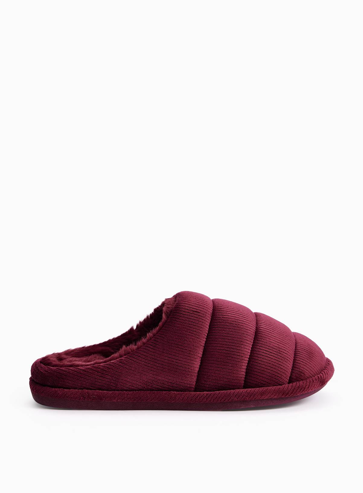 Berry Red Rib Velour Mule Slippers S - Image 2